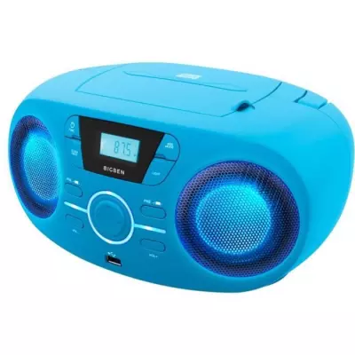 BIGBEN CD61BLUSB Lecteur Radio Cd Portable Usb Bleu + Speakers Lumineu