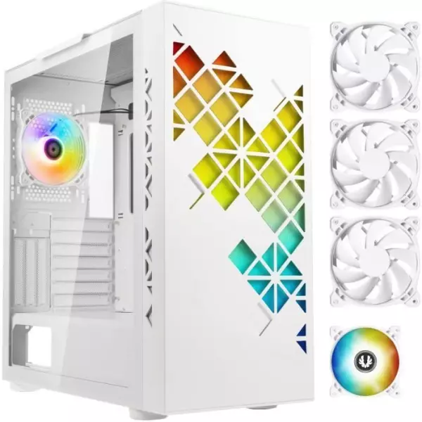 Boitier PC sans alimentation - BITFENIX Tracery ARGB (Blanc) - Moyen tour - Format E-ATX