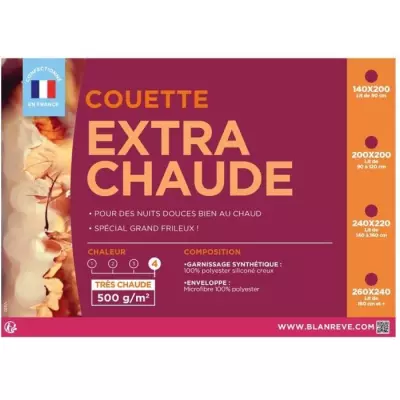 BLANREVE Couette extra chaude en microfibre - 220 x 240 cm - Blanc