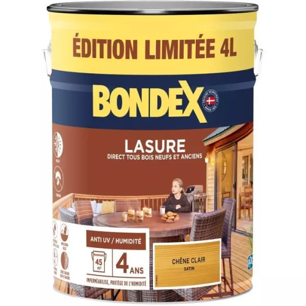 Lasure protection de bois - Chene clair - Mat - BONDEX - 4 L