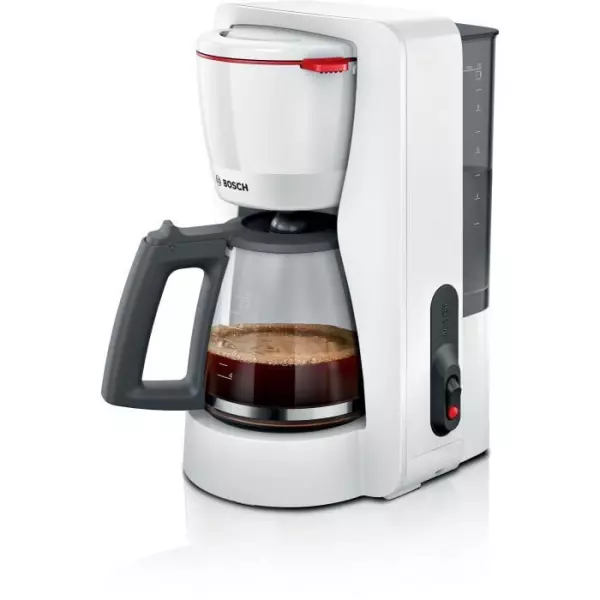 Cafetiere Filtre - BOSCH - TKA2M111 MyMoment - Blanche - Capacité 1,25L - verseuse verre - systeme anti-gouttes