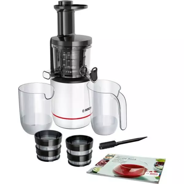 Extracteur de jus - BOSCH - MESM500W VitaExtract - Blanc/chrome - 150 W - 1 vitesse + reverse - syst. de sécurité sur le couve