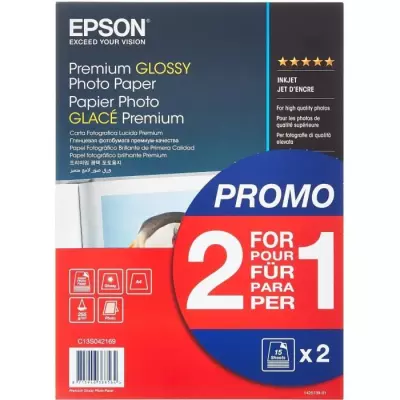 Papier photo brillant premium - EPSON - A4 - 255g/m2 - 2x15 feuilles