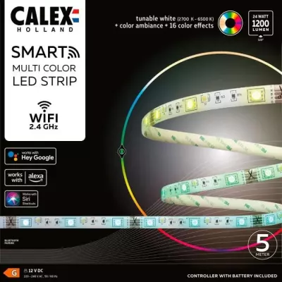 CALEX - Smart LED Ruban 5M 24W 1200lm RGBCCT 2700-6500K + Telecommande