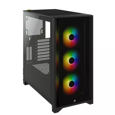 CORSAIR Boîtier PC iCUE 4000X RGB - Moyen Tour - Verre trempé - Noir