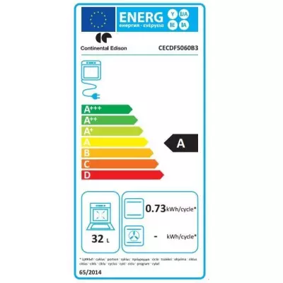 Cuisiniere gaz CONTINENTAL EDISON CECDF5060B3 - 4 feux - noir - L50 xP