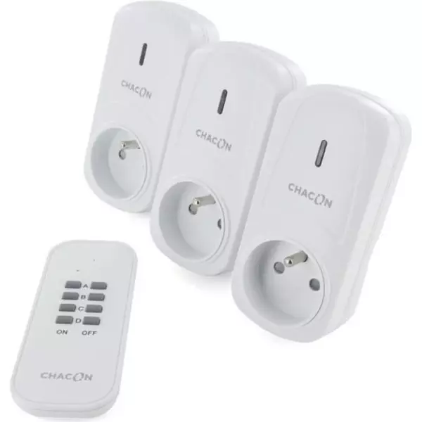 CHACON Set de 3 prises On/Off+ Télécommande 2000W - FR