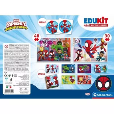 Clementoni - Edukit - Spidey -Coffret apprentissage 4 en 1 - 2 puzzles