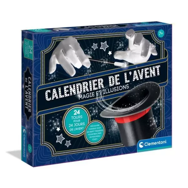 Calendrier de l'Avent Magicien, Theme Magie & Illusions, 24 tours différents, Inclus manuel illustré, CLEMENTONI 52855, Des 7