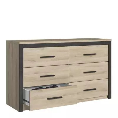 Commode 6 tiroirs Colorado - Décor Chene Kornberg - L 129,1 x H 77,1