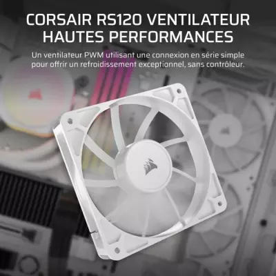 Ventilateur PWM 120mm - CORSAIR - RS120 - Blanc