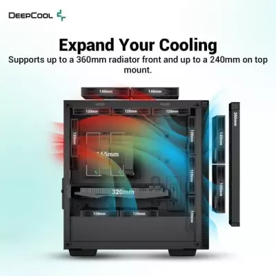 Boitier PC sans alimentation - DEEPCOOL CH370 (Noir) - Mini tour - For