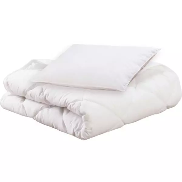 Pack bio Couette 100x140cm + oreiller 40x60cm - MON P'TIT DODO - Chaude - 100% Polyester Fibre creuse siliconée - 1 personne -