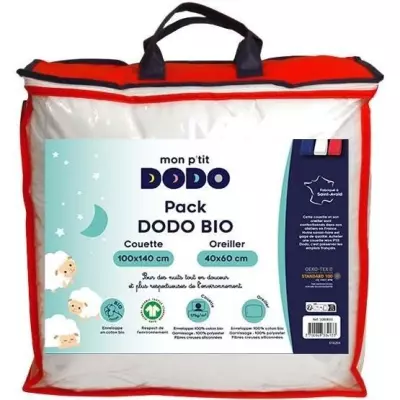 Pack bio Couette 100x140cm + oreiller 40x60cm - MON P'TIT DODO - Chaud