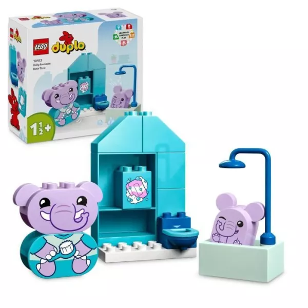 LEGO 10413 DUPLO My First Mes Rituels Quotidiens - Le Bain, Jouet Éducatif pour Bébés, Inclut 2 Figurines d'Éléphants