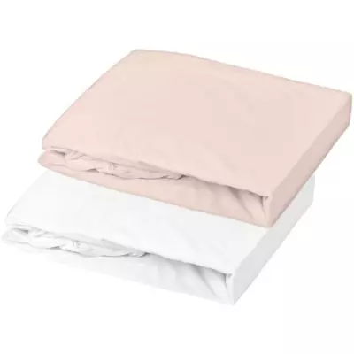 DOMIVA Lot 2 Draps housse Uni - Jersey - oeko-Tex - Blanc/Nude - 60 x