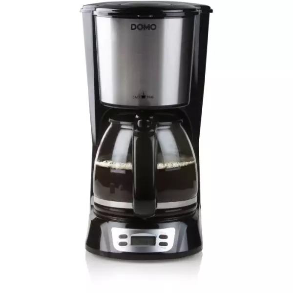 Cafetiere Filtre - DOMO - DO708K - 1000 W - 1,5 L - 12 tasses - Ecran LCD - Minuteur 24 h - Noir et acier inoxydable