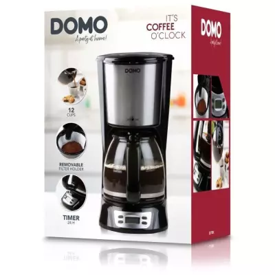 Cafetiere Filtre - DOMO - DO708K - 1000 W - 1,5 L - 12 tasses - Ecran