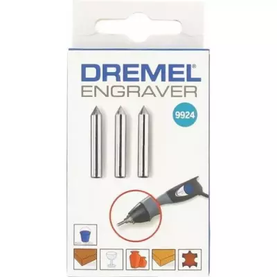 Lot de 3 Pointes Carbure DREMEL 9924 (Gravure sur Bois, Métaux, Plast