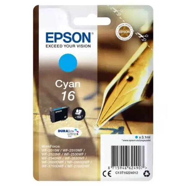 Cartouche d'encre 16 Cyan - EPSON - WorkForce WF-2510WF - Jet d'encre - Epson DURABrite Ultra