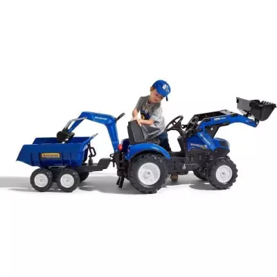 Tractopelle a pédales - FALK - New Holland - Des 3 ans - 100% Fabriqu