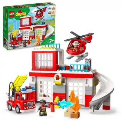 LEGO 10970 DUPLO La Caserne Et L'Hélicoptere des Pompiers, Jouet de C