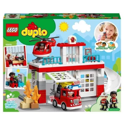 LEGO 10970 DUPLO La Caserne Et L'Hélicoptere des Pompiers, Jouet de C