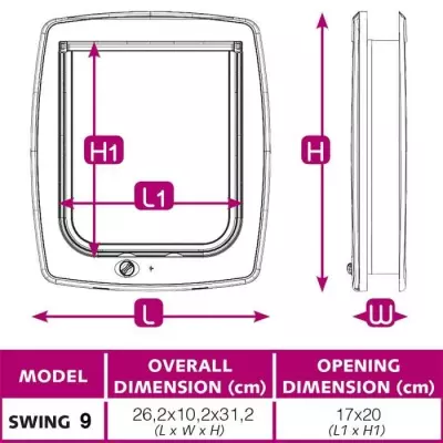 FERPLAST Chatiere plastique Swing - 26,2 x 10,2 x 31,2 cm - Blanc - Po