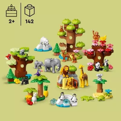 LEGO 10975 DUPLO Animaux Sauvages du Monde, Jouet Éducatif des 2 Ans,