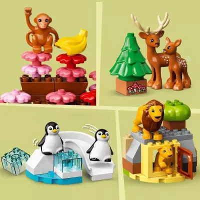 LEGO 10975 DUPLO Animaux Sauvages du Monde, Jouet Éducatif des 2 Ans,