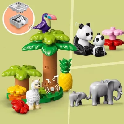 LEGO 10975 DUPLO Animaux Sauvages du Monde, Jouet Éducatif des 2 Ans,