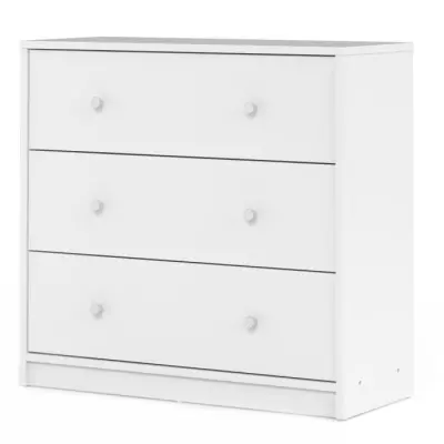 Commode de chambre - OREGON - 3 tiroirs - décor blanc - L 72,4 x P 30