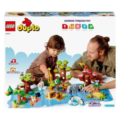 LEGO 10975 DUPLO Animaux Sauvages du Monde, Jouet Éducatif des 2 Ans,