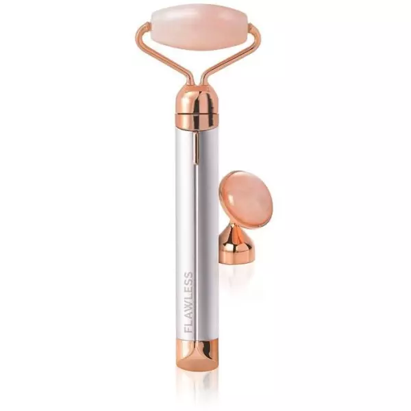 Roller Visage en Quartz Rose Finishing Touch Flawless Contour - 2 embouts - pile incluse - FLAWLESS FINISH