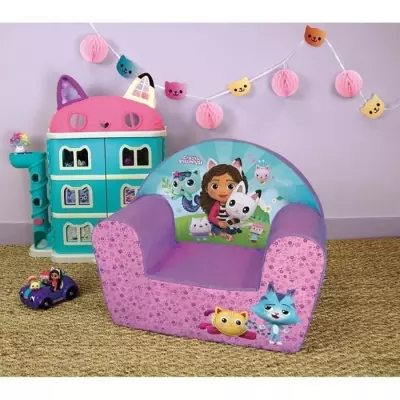 Fauteuil club enfant GABBY ET LA MAISON MAGIQUE - Fun House - Rose - L