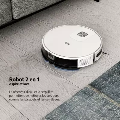 BEKO VRR60314VW - Aspirateur Robot Laveur 2 en 1 Connecté - Autonomie