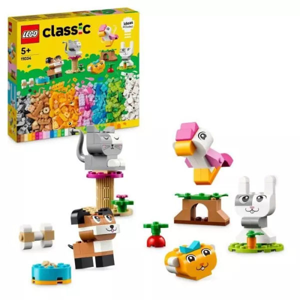 LEGO 11034 Classic Creative Pets, Animal Toy, Dog, Cat, Rabbit, Hamster and Bird Model