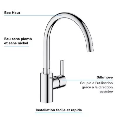 GROHE Mitigeur monocommande Evier Feel Chromé 32670002