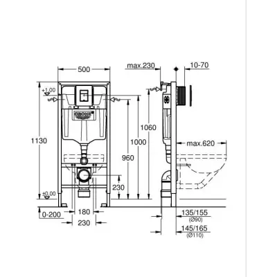 Solido pack 3 en 1 pour WC - Hauteur d'installation 1,13m - GROHE - 38