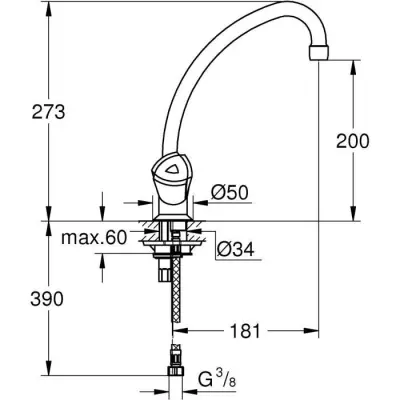 Mélangeur Evier - GROHE - Costa Trend - Bec haut - Chromé - Garantie