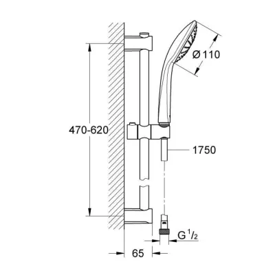 GROHE - Ensemble de douche 1 jet avec barre