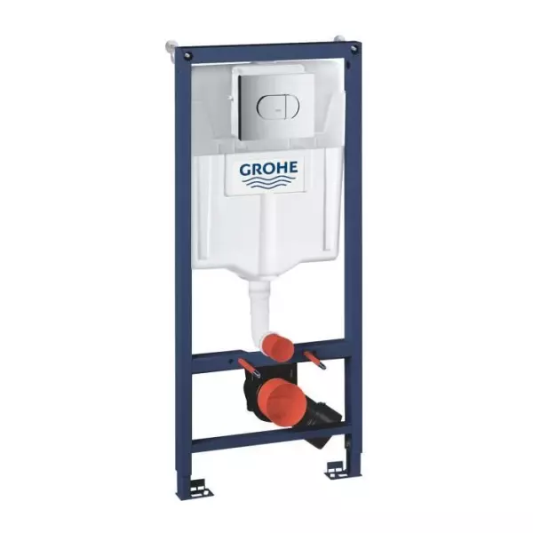 GROHE Bâti Support WC Solido 3 en 1, 1,20m, Bâti Support Encastré, Plaque de Commande double boutons, Réservoir 6-9 Litres,