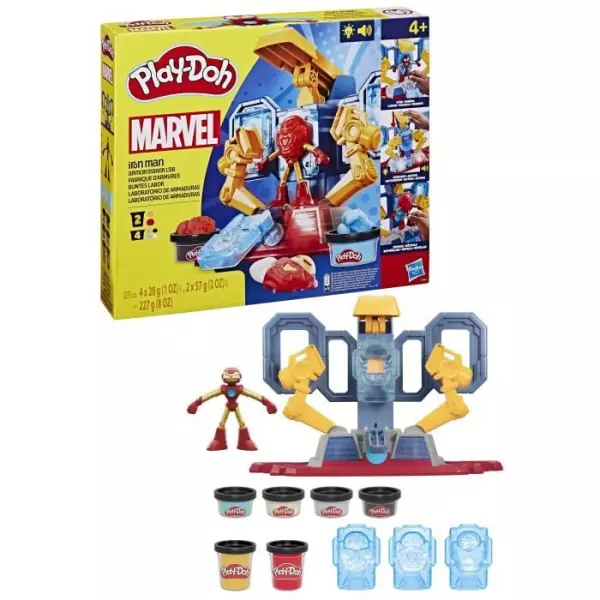 Play-Doh Iron Man Fabrique d'armures, coffret avec figurine Iron Man et pâte a modeler, des 4 ans, Marvel