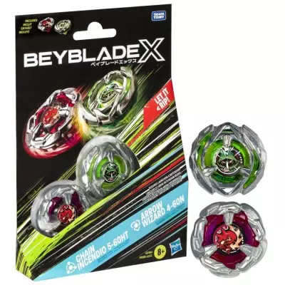 Beyblade X Dual Chain Incendio 5-60HT et Arrow Wizard 4-60N, Pack de t