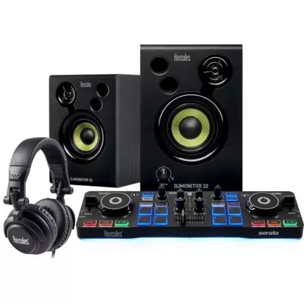 Enceinte PC Hercules DJSTARTER KIT WORLWIDE DJControl starlight + DJMoniter 32 CASQUE HDP GJ M 40.2 SERATO DJLite