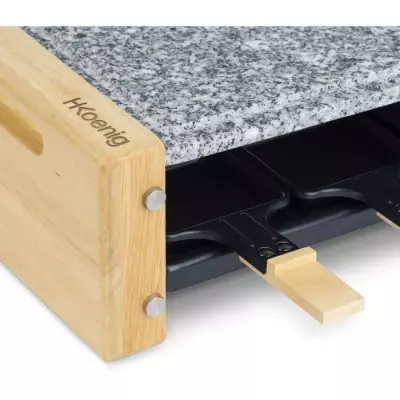 Raclette et pierre a cuire 6 personnes design bois, H.Koenig