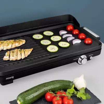 Plancha double zones HKoeNIG GRX330 - 50x25cm - 1800W avec revetement