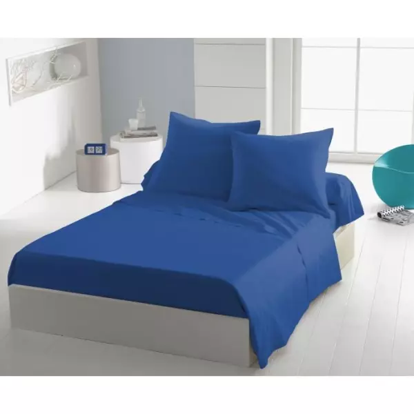 Drap plat - HOME LINGE PASSION - 180 x 290 cm - 1 personne - Bleu