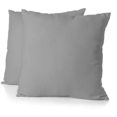 Lot de 2 taies d'oreiller - HOME LINGE PASSION - 63 x 63 cm - Gris cla