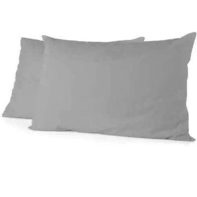 Lot de 2 taies d'oreiller - HOME LINGE PASSION - 50 x 70 cm - Gris cla